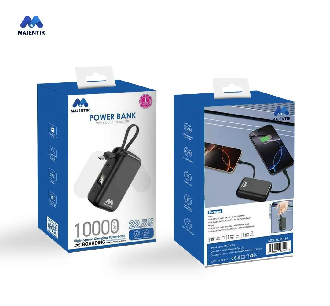 majentik mj-34 (10000mAh | 22.5W) اصغر باوربانك في مصر