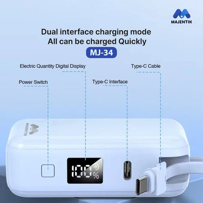 majentik mj-34 (10000mAh | 22.5W) اصغر باوربانك في مصر